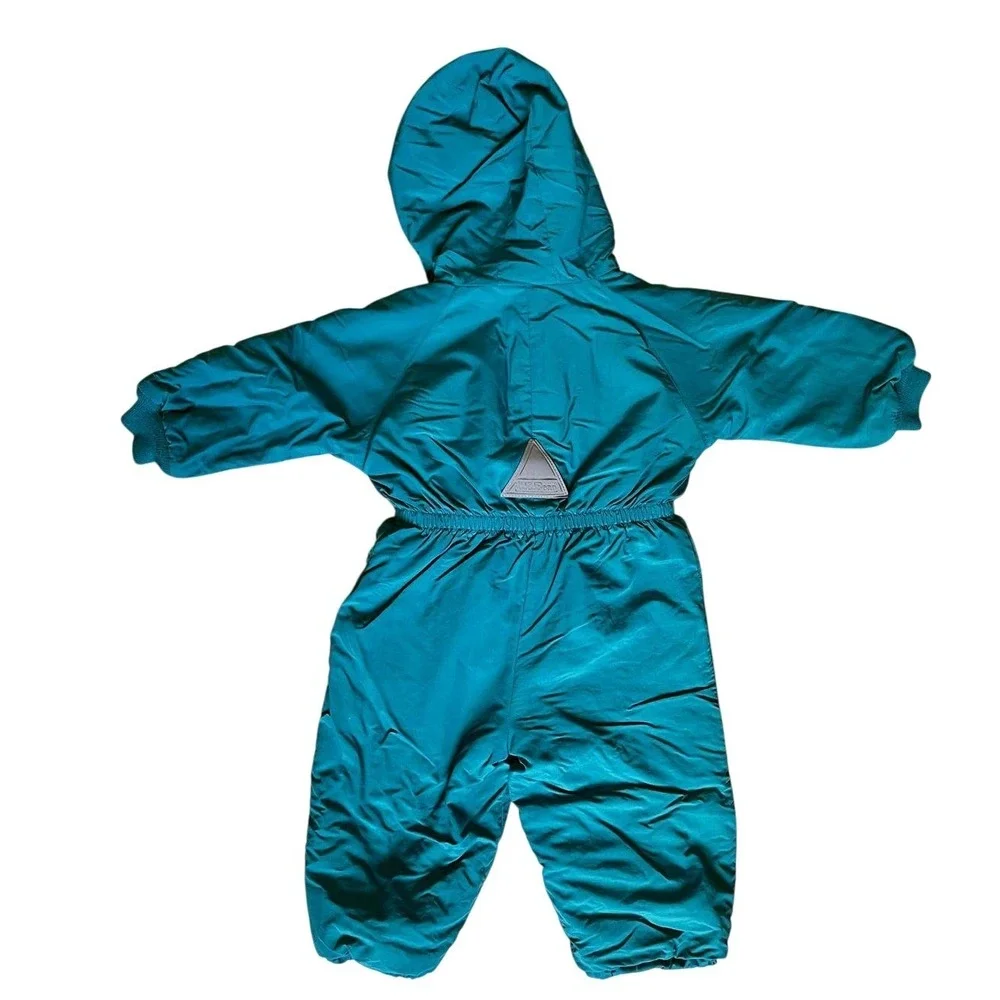 Vintage 90s LL Bean Snowsuit 3T Teal One Piece Hooded Made in USA Retro Kids EUC